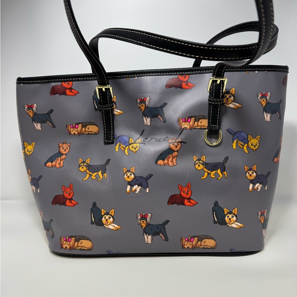 Lerue L Yorkie Terrier Handbag Tote Cute Dogs Lined Grat With Purse And Wallet - Picture 2 of 14